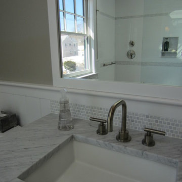 Bathroom Vanity and Shower Detail with Natural Light – Manchester-by-the-Sea MA