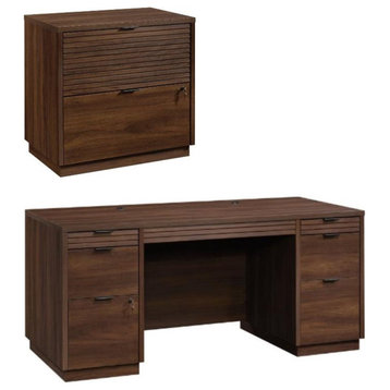 Home Square 2-Piece Set with Executive Desk & 2 Drawer Wooden Lateral File