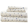 Becky Cameron Floral Pattern 4 Piece Bed Sheet Set, Light Blue, Queen