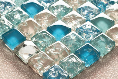 Ice Cracked Navy Blue Crystal Mosaic Tile