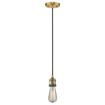 1-Light Dimmable LED Bare Bulb 2" Mini Pendant, Brushed Brass