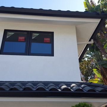 Huntington Beach California, White Fascia Wrap, Black 6 inch Angle Face Gutters