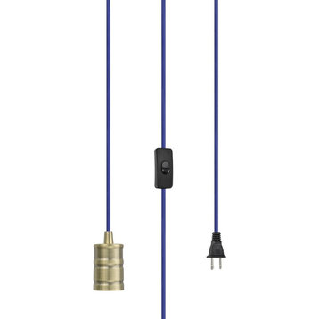 21001 1-Light Plug-in Hanging Socket Pendant Fixture With Antique Brass Socket
