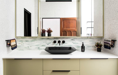 Room of the Week: Olive Green and a Trio of Tiles Make a Bathroom