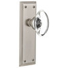 Double New York Plate With Oval Clear Crystal Knob, Satin Nickel