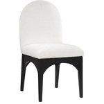 Meridian Furniture - Waldorf Chenille Upholstered Dining Chair, Black, Chenille, Natural Finish, Cream, Side Chair, Chenille Fabric, Black Finish - The Waldorf Chenille Fabric Dining Side Chair exudes elegance and comfort. Crafted with solid ash wood, this dining chair boasts a sturdy and durable construction. The black finished legs provide a sleek and welcoming touch to the overall design. The plush cream chenille fabric on the seat and backrest of the chair offers a soft and cozy seating experience, making it an ideal choice for long dinner conversations with family and friends.