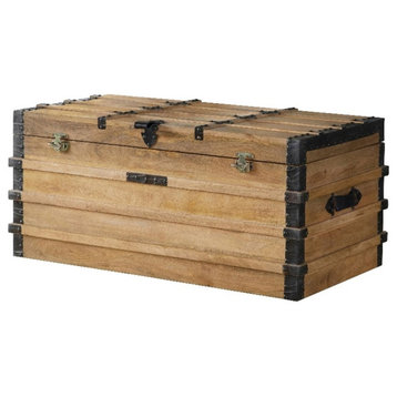Coaster Simmons Traditional Wood Rectangular Storage Trunk in Natural and Black
