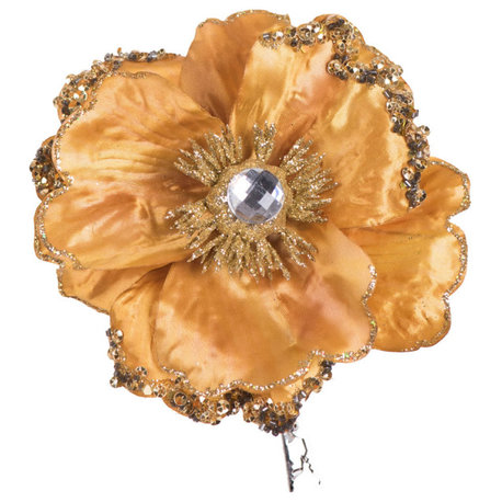 Artificial Wild Poppy Head Poppy Head , Gold, 5"