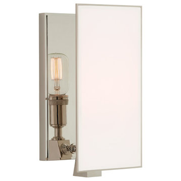 Albertine Small Sconce in Polished Nickel with White Glass Diffuser