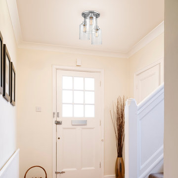Annecy 3-Light Semi-Flush Mount Ceiling Light, Brushed Steel, Clear Glass Shades