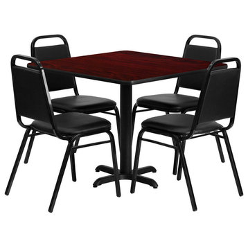 Flash Furniture 36'' Square Mahogany Laminate Table Set With Chairs