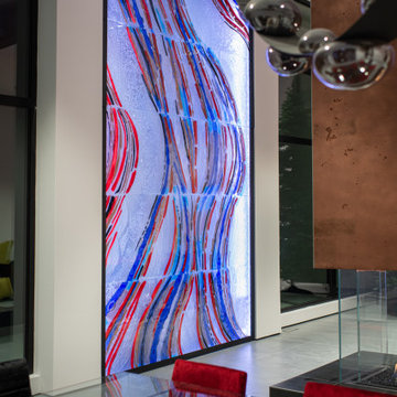 Unique glass mural artistic project with LED lights