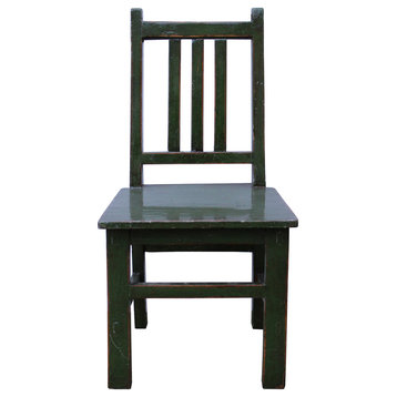 Oriental Handmade Dark Green Color Small Size Wood Chair
