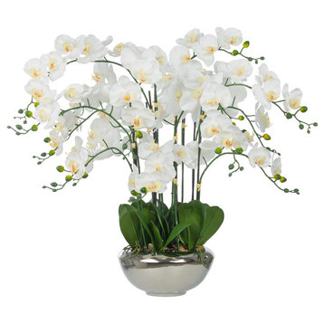 Plastic Phalaenopsis Orchids Floral Arrangement, Pot