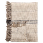Kosas Home - Lea 50"x 70" Throw Blanket, Ivory - Embrace a neutral color palette and classic stripe design to add a casual yet tradition element to your favorite space. Plus, this cozy throw is soft to the touch and features a self-knotted fringe on both ends that makes it great for most styles of decor.