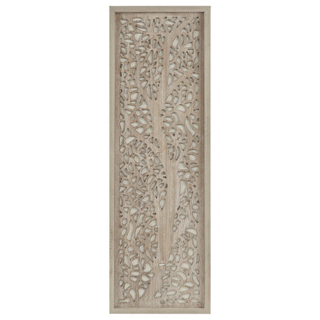 Madison Park Botanical Carved Branches Reclaimed Wood Wall Decor, Natural