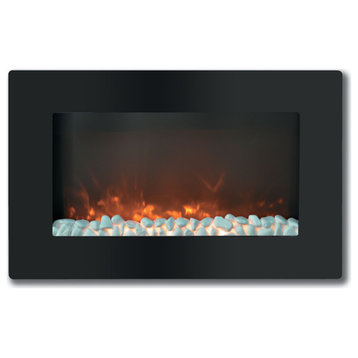 Callisto 30" Wall-Mount Electronic Fireplace With Flat Panel and Crystal Rocks