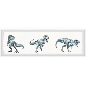 "Dinosaur Showdown" Framed Painting Print, 30x10