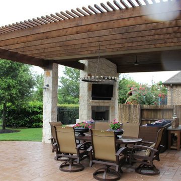 Outdoor Living Project: Patio cover with Fireplace, Pergola, and Outdoor Kitchen