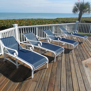 POOL CHAISES NAVY AND WHITE