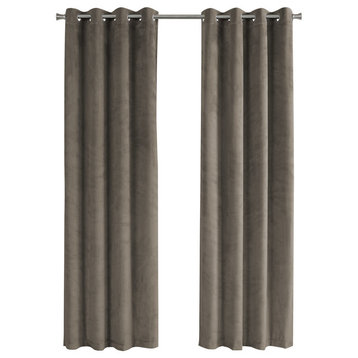 Curtain Panel, 2 Pieces, 52"Wx95"H Taupe Room Darkening