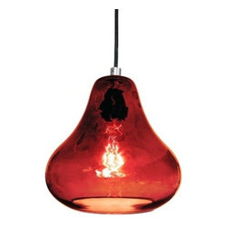 Ruby Red Glass Pear LED Pendant Light by Luxello - Pendant Lighting