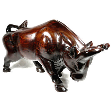 Teak/Mahogany Bull Statue
