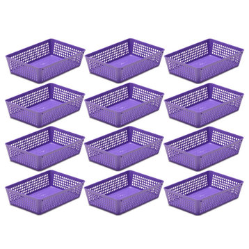 12-Pack Plastic Storage Baskets for Office Drawer, Desk, 32-1182-12, Purple