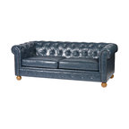 Winston Sofa, Blue, Material: Bonded Leather