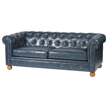 Winston Antique Blue Bonded Leather Sofa