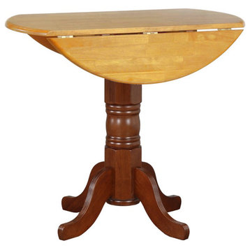 Sunset Trading Oak Selections 42" Extendable Drop Leaf Wood Pub Table in Nutmeg