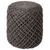 Allium Pouf Dark Gray Wool Diamond Pattern Cylindrical Pouf