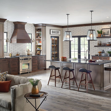 Fieldstone Cabinetry Transitional Cherry Kitchen in Gray and Brown