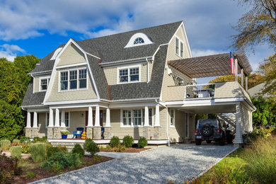 Inspiration for a coastal exterior home remodel in Providence