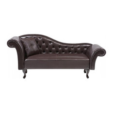 Lattes Faux Leather Chaise Longue, Brown