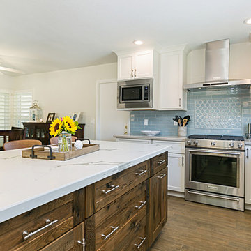 Coastal Two-Toned Kitchen Renovation with Della Terra Quartz Countertops