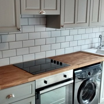 Painting orange pine kitchen cabinets