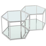 Meridian Furniture - Sei Glass Top Coffee Table With Mirrored Base, Chrome, 2-Piece - This SEI coffee table two-piece set puts you in complete control of the look of your space. Use a single table for a small space, or put together two or more tables for an expanded look when game night requires extra room for you to spread out. The beautiful chrome frame holds a glass top with mirrored base and parallel mirrored bottom shelf. The modular design lets you connect as many tables as you need for a custom solution to your requirements.
