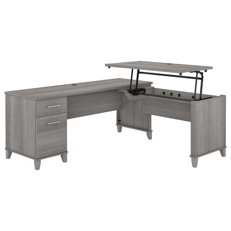 Somerset 72" Sit to Stand L Shaped Desk, Platinum Gray