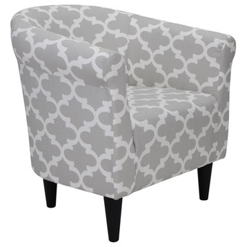 Pemberly Row Traditional Fabric & EPS Club Chair in Gray/White