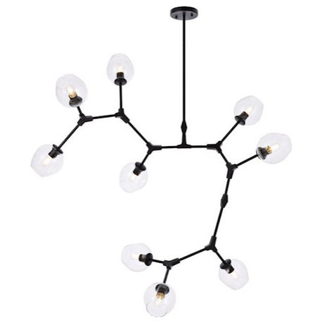 Elegant Lighting Cavoli 9 Light Chandelier, Black/Clear - 1712G79BK