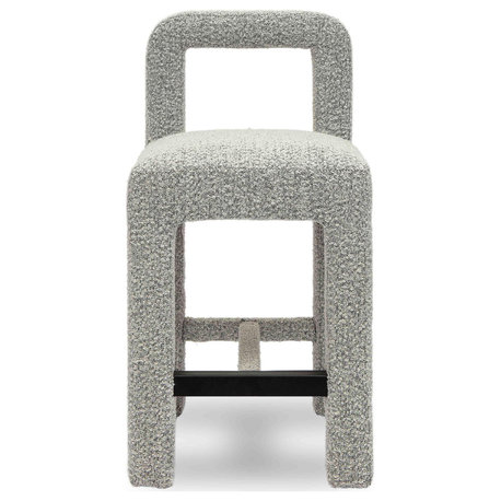 Hazel Boucle Counter Stool, Grey