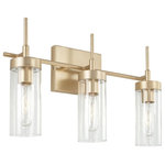 Austin Allen & Co - Austin Allen & Co AA1015SF 19 Inch 3 Light Bath Vanity - Striking lines and pronouced details create this 319 Inch 3 Light Bath Soft Gold Clear GlasUL: Suitable for damp locations Energy Star Qualified: n/a ADA Certified: YES  *Number of Lights: 3-*Wattage:100w E26 Medium Base bulb(s) *Bulb Included:No *Bulb Type:E26 Medium Base *Finish Type:Soft Gold