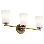 Kichler - Kichler Brianne 3-LT Bath Vanity Light 55117BNB - Brushed Natural Brass - This 3-LT Bath Vanity Light from Kichler has a finish of Brushed Natural Brass and fits in well with any Art Deco style decor.