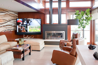 Family room - contemporary family room idea in Los Angeles