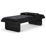 Meridian Furniture - Arlington Chenille Fabric Upholstered Bench, Black, Black Finish - Bring home this versatile black Arlington chenille fabric bench, a fusion of comfort and functionality and form meets function. Upholstered in soft black chenille fabric that feels great against the skin and is easy to care for, this cozy, luxurious bench has a solid wood base with a rich black finish for sturdiness, durability, and timeless appeal. A moveable sliding wooden tray on this mid-century modern bench offers both convenience and versatility for your space.