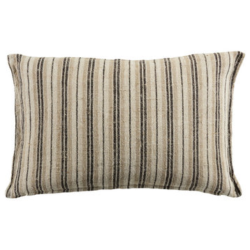 Jaipur Living Lucien Striped Pillow, Dark Brown/Cream, 13"x21", Down Fill