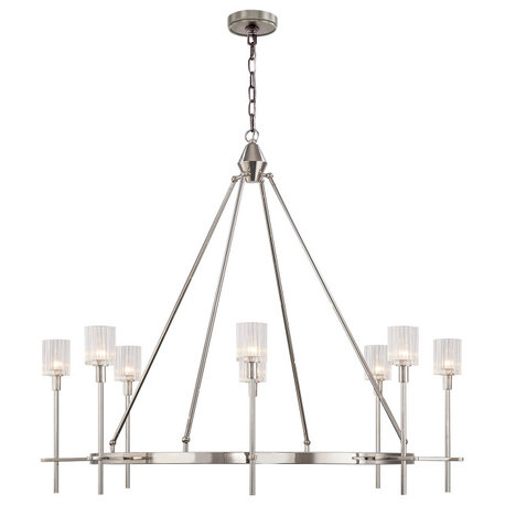 Salita Chandelier, Polished Nickel/Ribbed Crystal, 46"Dx41.25"H