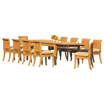 11-Piece Set, 122" X-Large Table, 10 Giva Chairs, Sunbrella Cushion, Burgundy