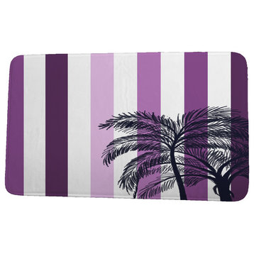 Cuban Flare Thin Stripe Palm Stripe Print Bath Mat, Purple, 17"x24"